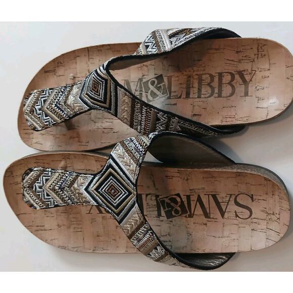 Sam& Libby Sandals Women's 6 .5 Holly Flip Flop Thong Multicolor Embroidery Boho - Picture 1 of 8